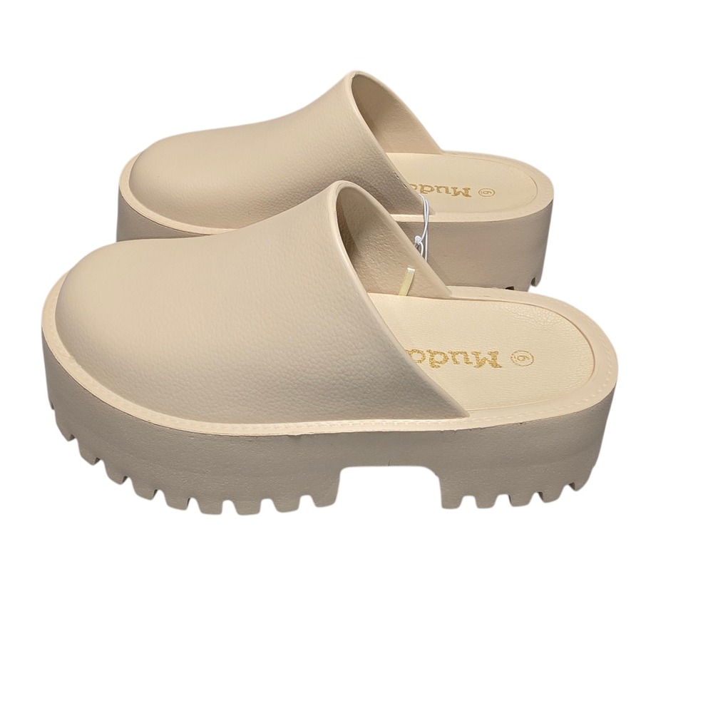 Mudd Stephanie-01L Womens Platform Clogs Beige Lug Sole Chunky Mules Size 6 New - Picture 2 of 8